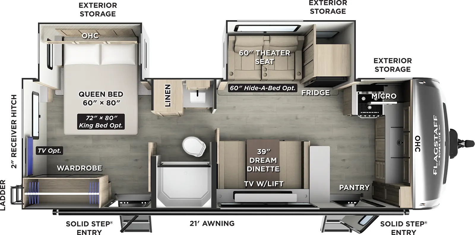 Flagstaff Super Lite Travel Trailers 26SFK Floorplan